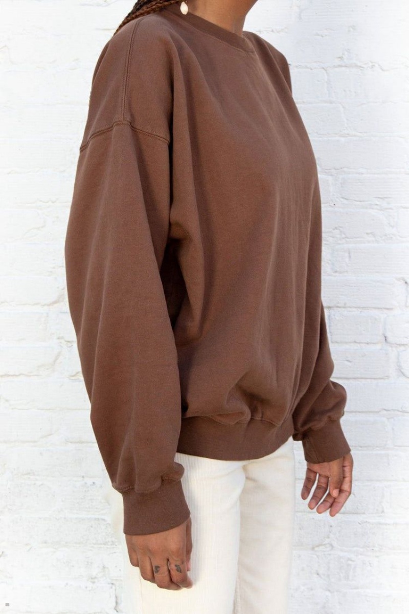 Sweatshirt Brandy Melville Erica Oversized Marron | AVA-72208100